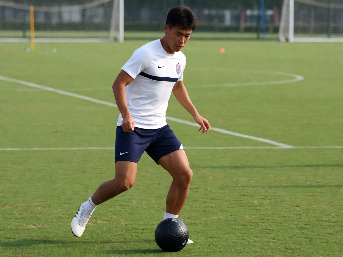 球员在训练场进行带球与传球训练的画面，用于球队动态文章配图